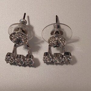 SWAROVSKI SILVER-TONE CRYSTAL EARRING JACKETS W STUD EARRINGS NEW CONDITION 2015
